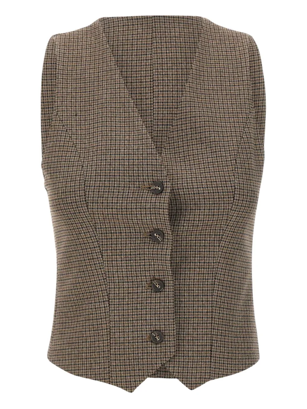 kaos houndstooth button vest | Brown | Image 1