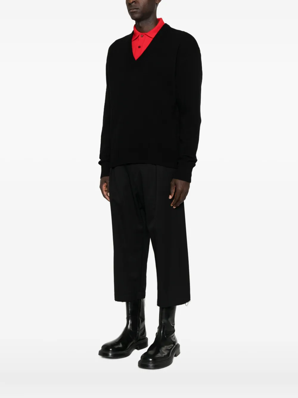 Jil Sander V-neck Cashmere Sweater In Black