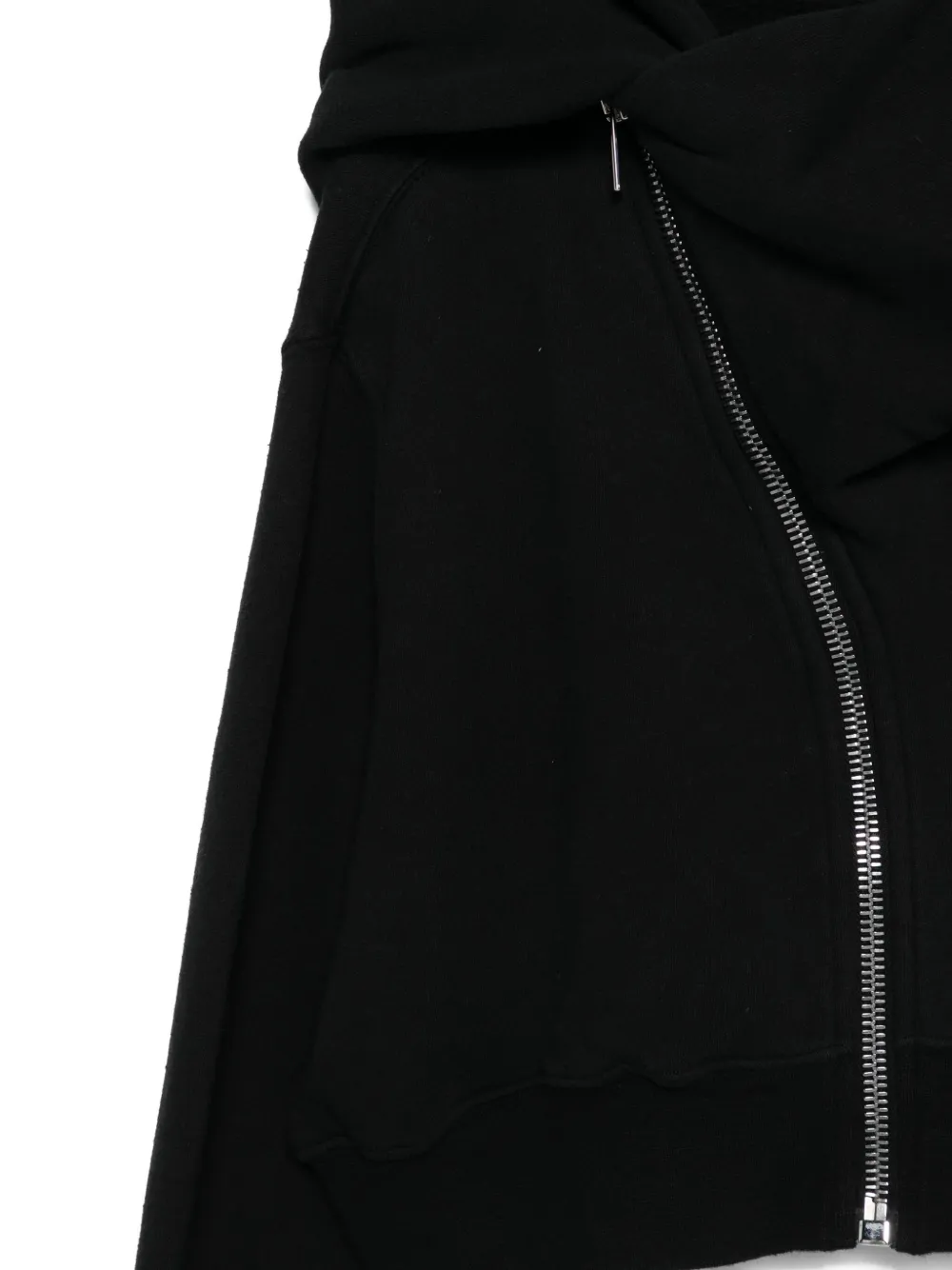 Rick Owens Drkshdw Draped Zip-front Asymmetrical Hoodie In Black