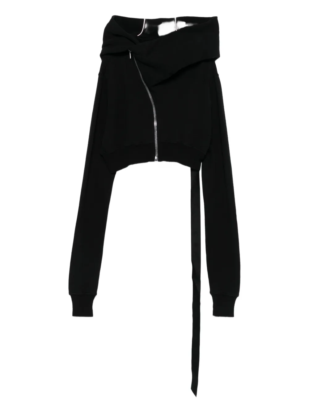 Rick Owens Drkshdw Draped Zip-front Asymmetrical Hoodie In Black