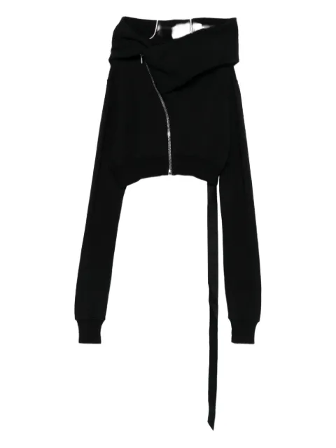Rick Owens DRKSHDW draped zip-front asymmetrical hoodie