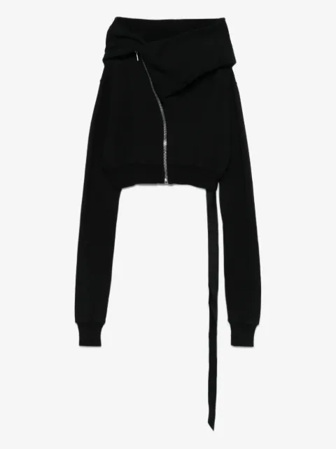Rick Owens DRKSHDW draped zip-front asymmetrical hoodie