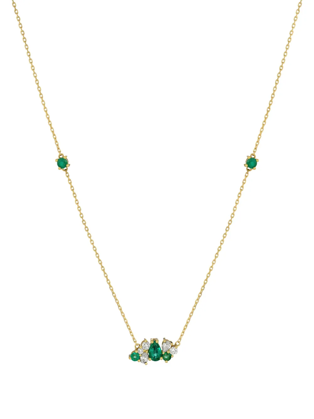 ROSEKEY 18K yellow gold emerald and diamond necklace - Oro