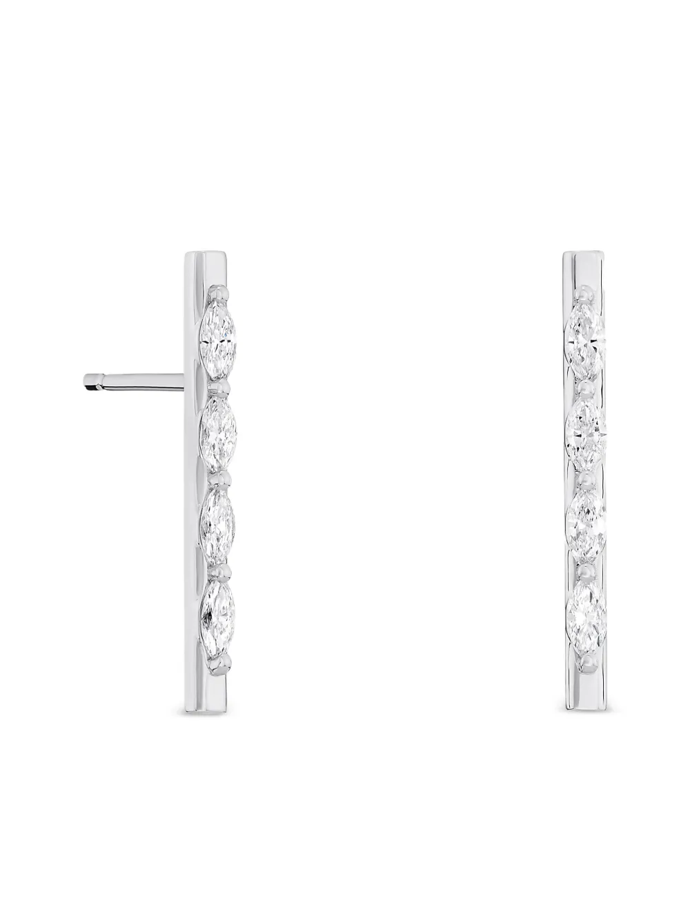 ROSEKEY 18K white gold Whistle diamond bar earrings - Argento