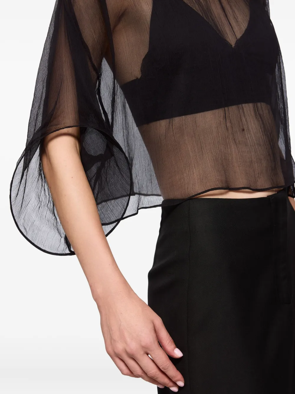 Atu Body Couture Zijden blouse met ruches Zwart