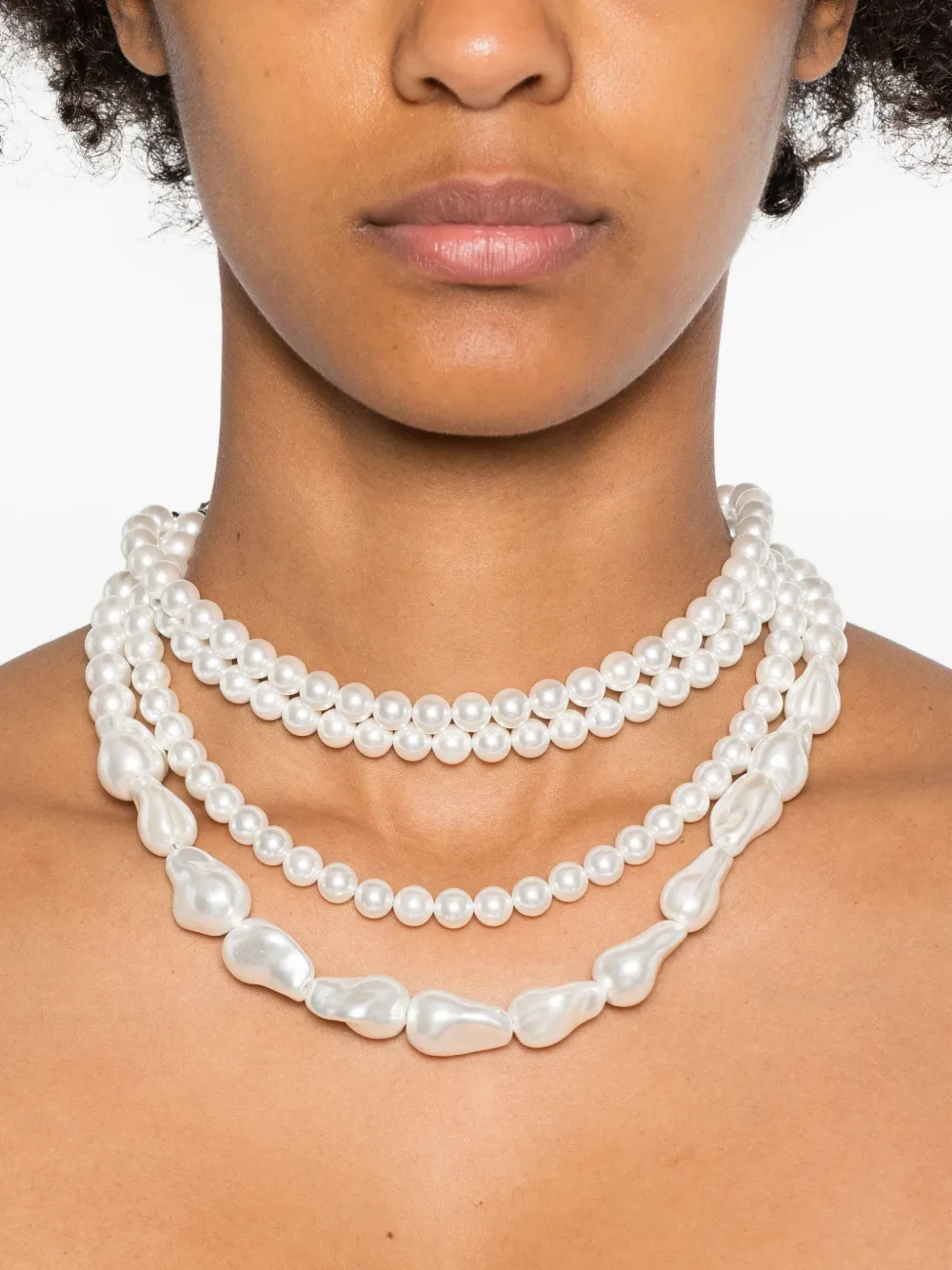 Atu Body Couture Parelketting met meerdere strengen - Wit