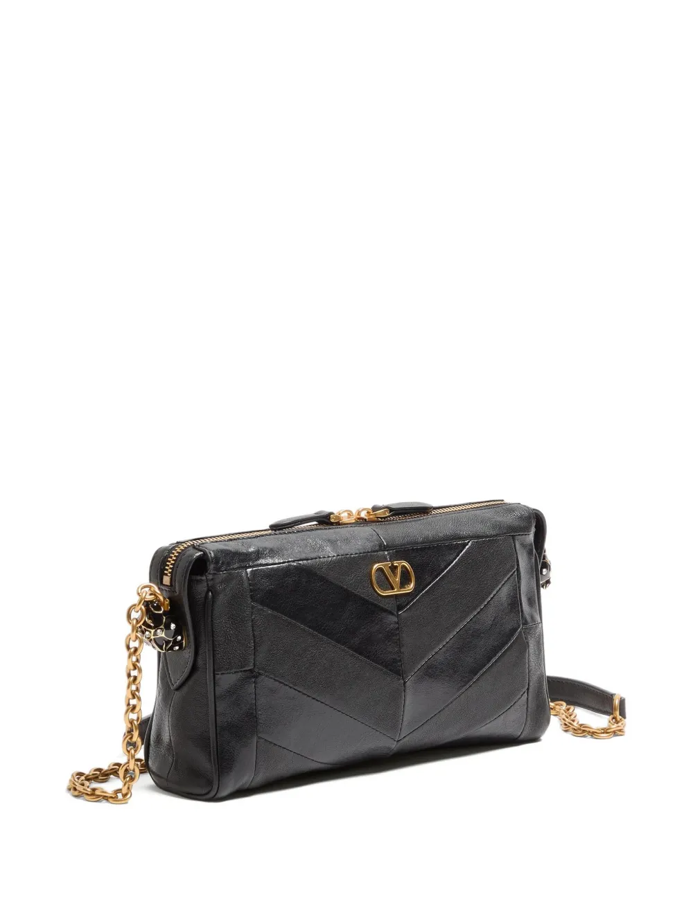 Valentino Panthea Chevron Cross Body Bag In Black