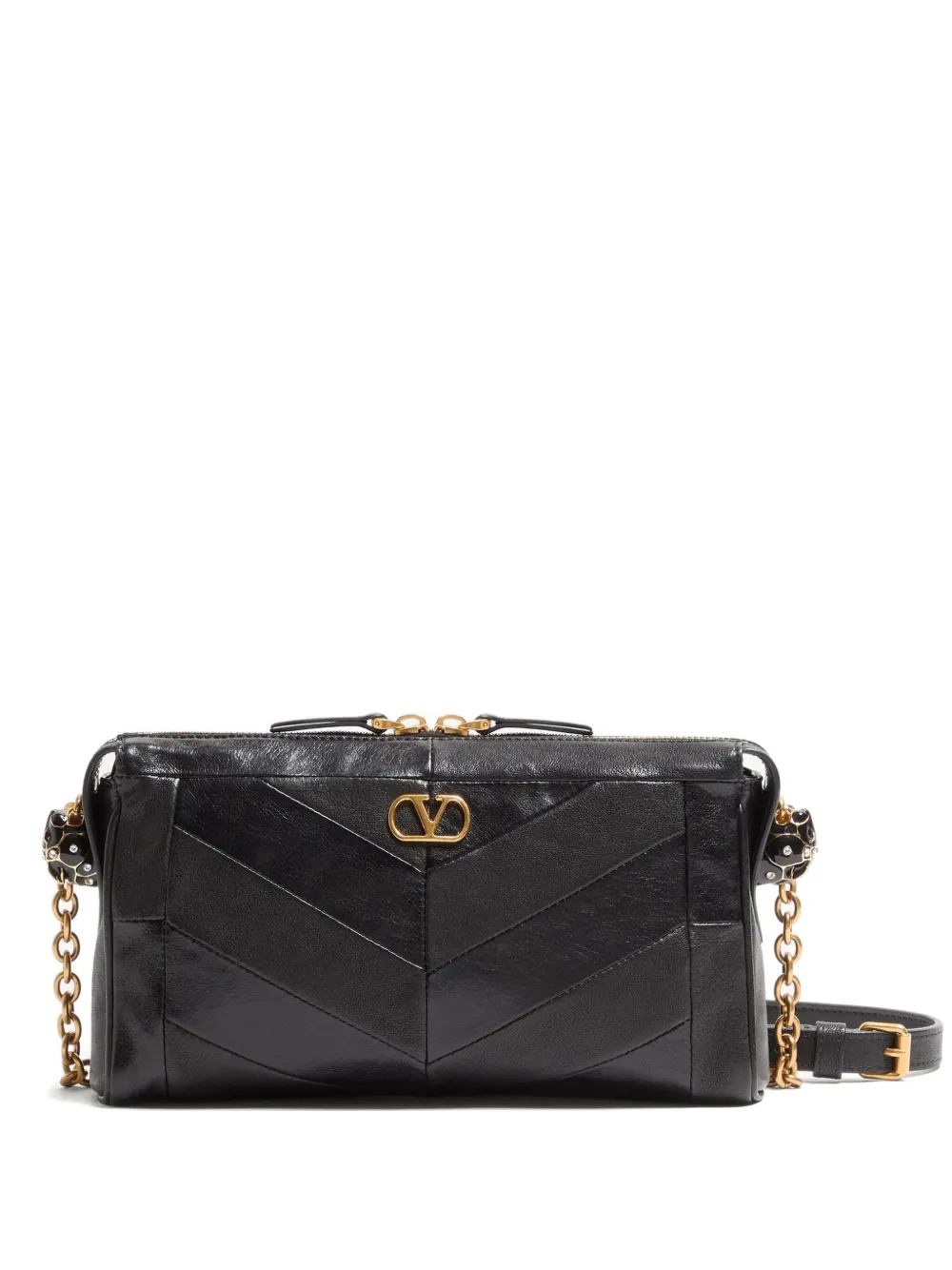 Valentino Panthea Chevron Cross Body Bag In Black