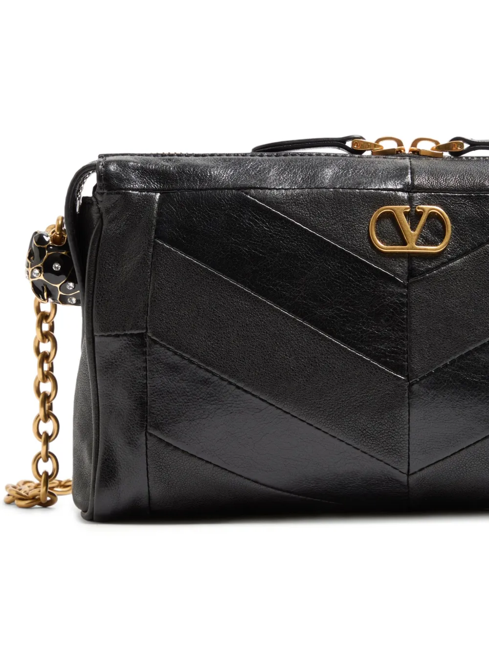 Valentino Panthea Chevron Cross Body Bag In Black