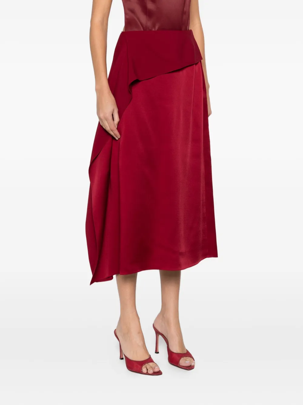 Erdem Draped Midi Skirt In Red