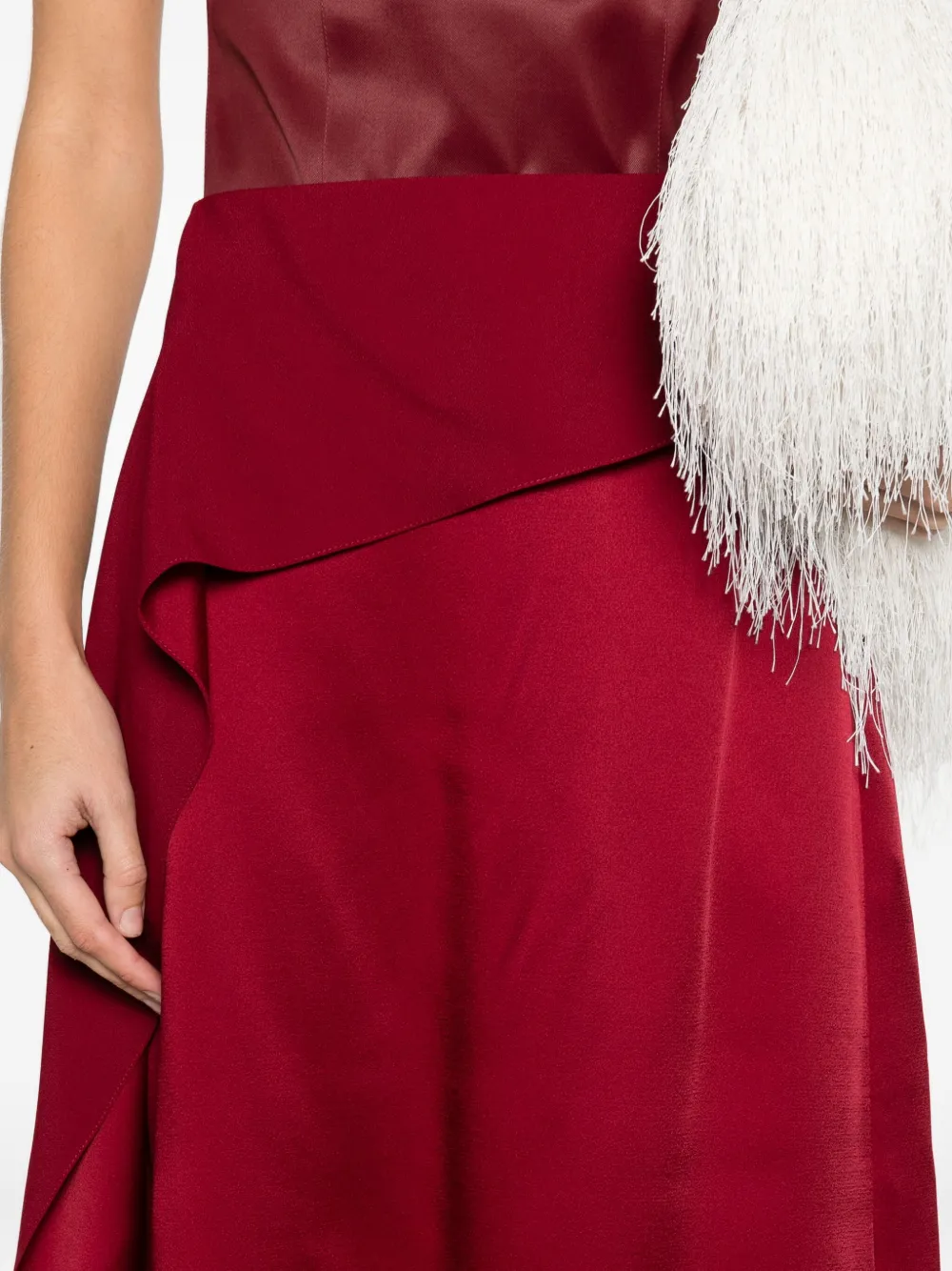 Erdem Draped Midi Skirt In Red