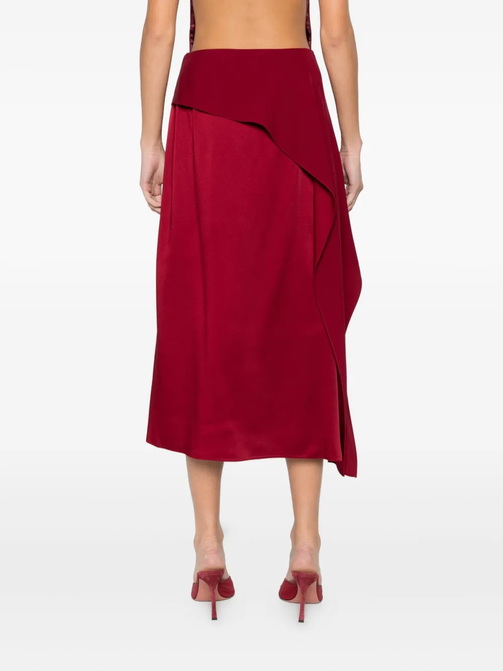 Erdem Draped Midi Skirt In Red