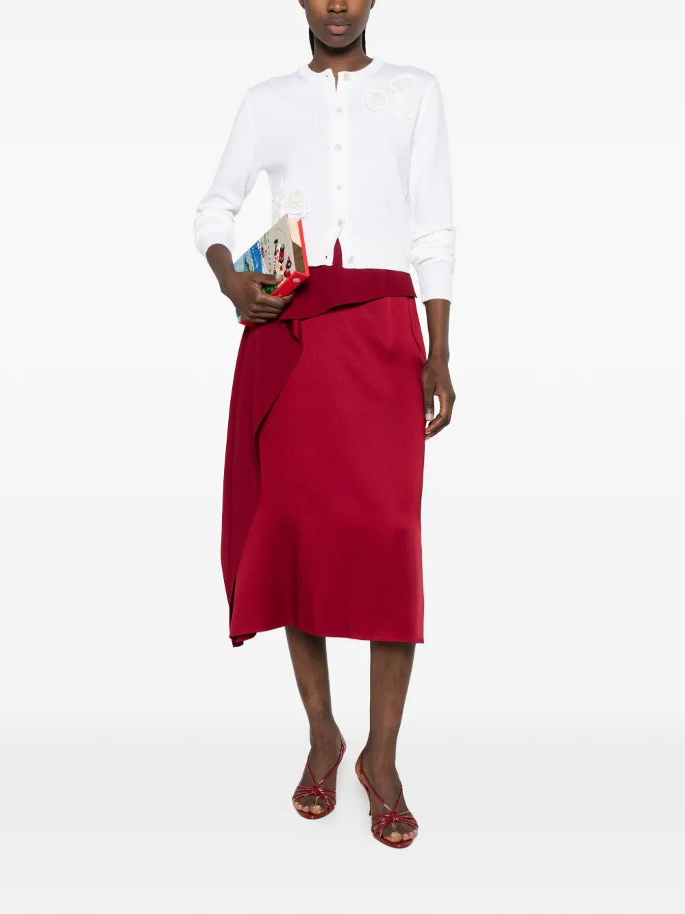  Erdem Falda Midi Drapeada - Rojo 