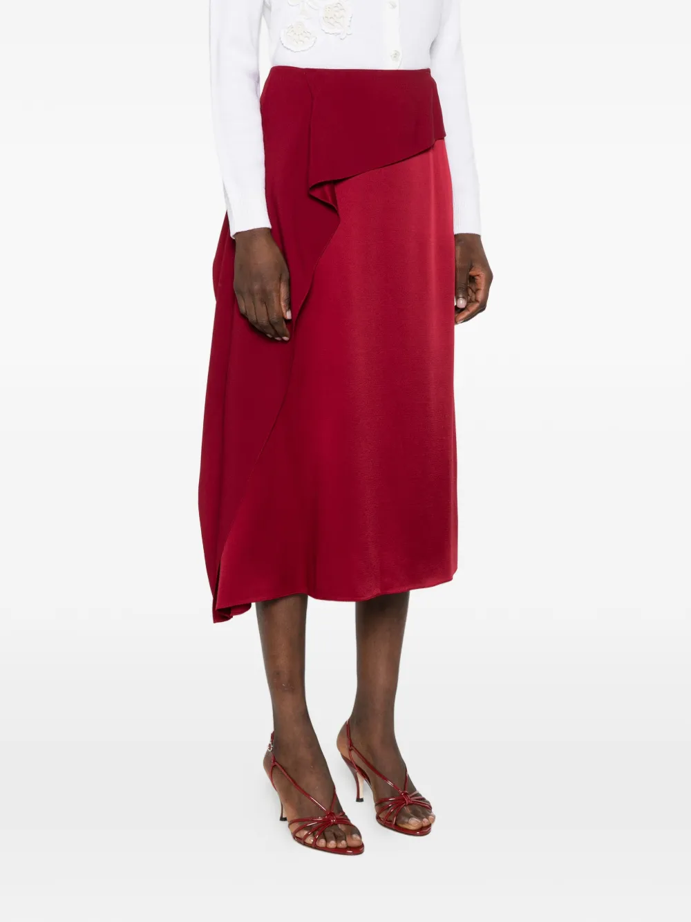  Erdem Falda Midi Drapeada - Rojo 