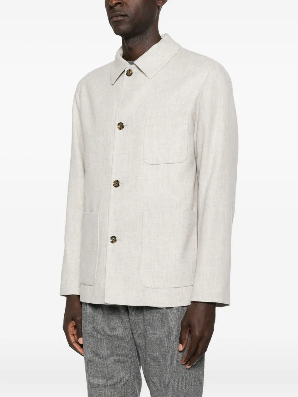 Lardini Wool And Cashmere-blend Overshirt In Gray