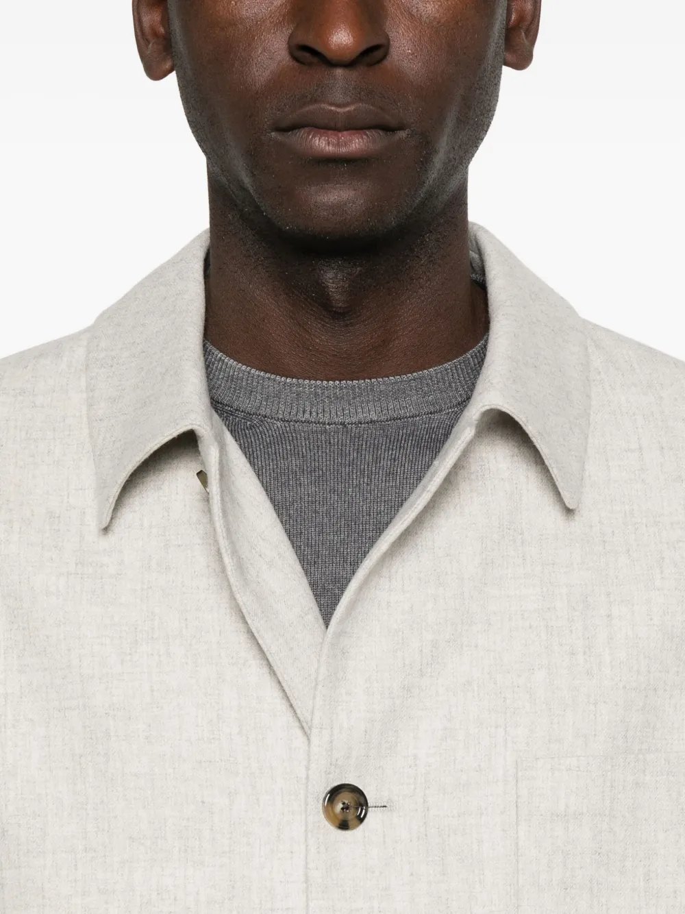 Lardini Wool And Cashmere-blend Overshirt In Gray