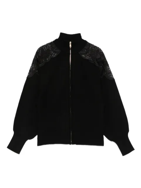 TWINSET lace-detail zip-up jacket