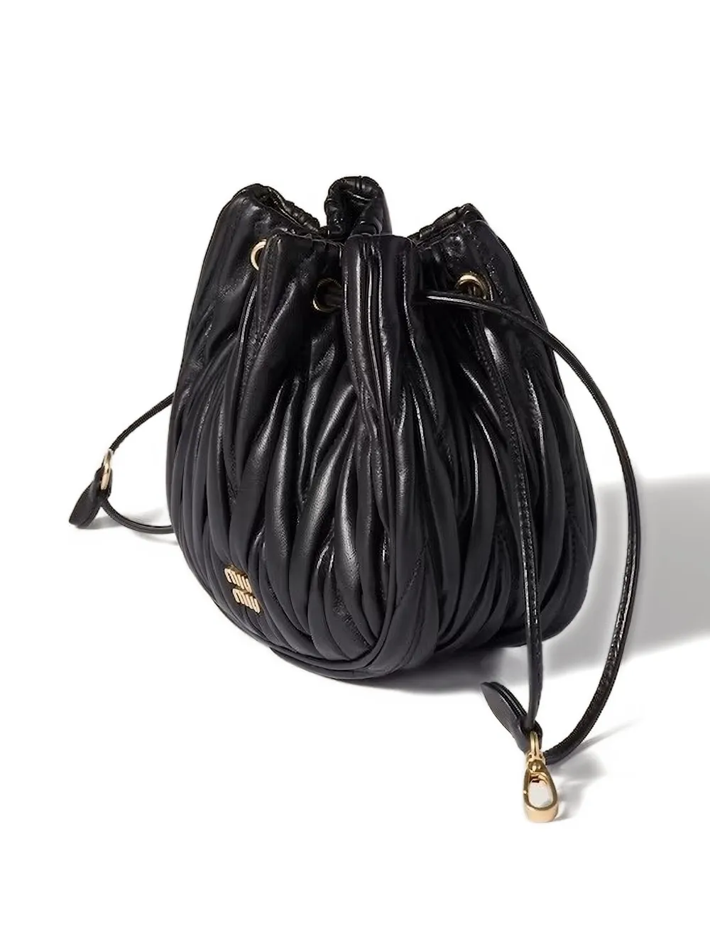 Miu Miu matelassé-motif pouch bag - Zwart
