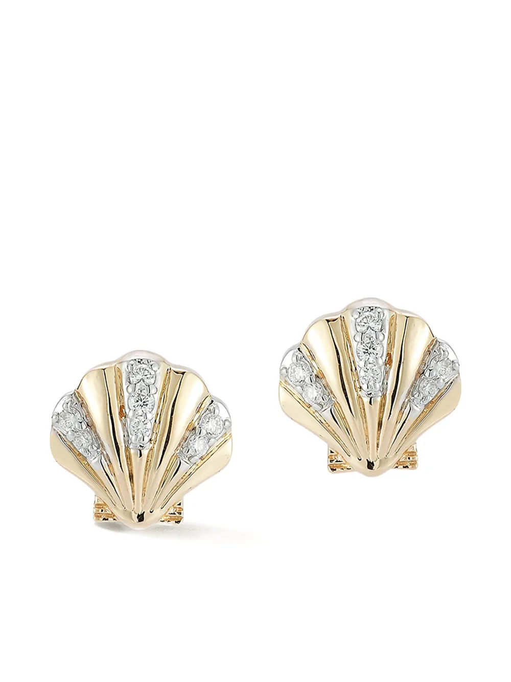 Mateo 14K shell diamond earrings | Image 2