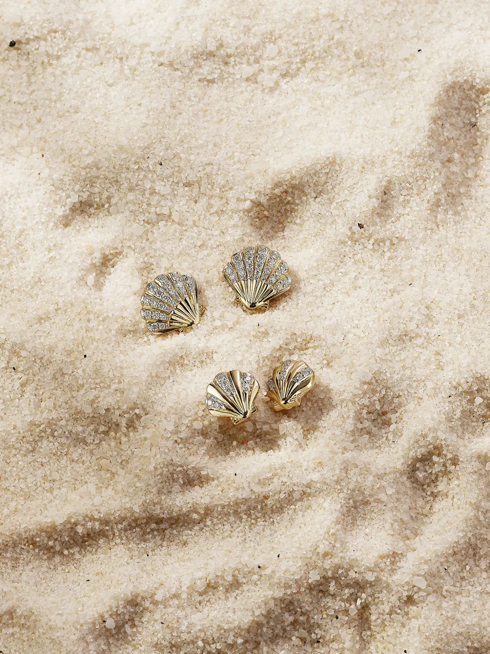 Mateo 14k Shell Diamond Earrings In Gold
