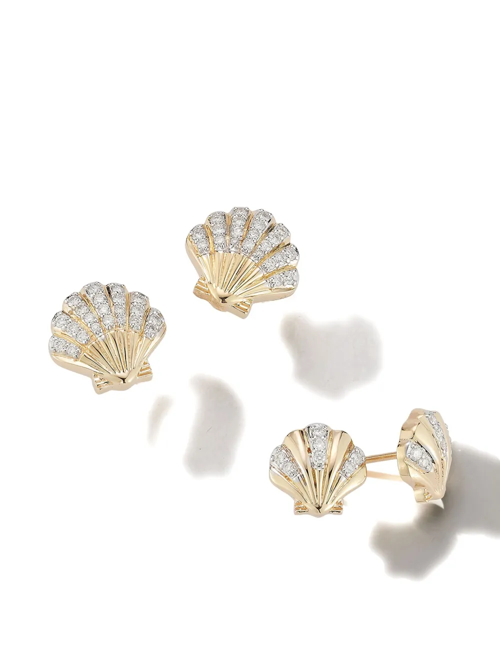Mateo 14k Shell Diamond Earrings In Gold