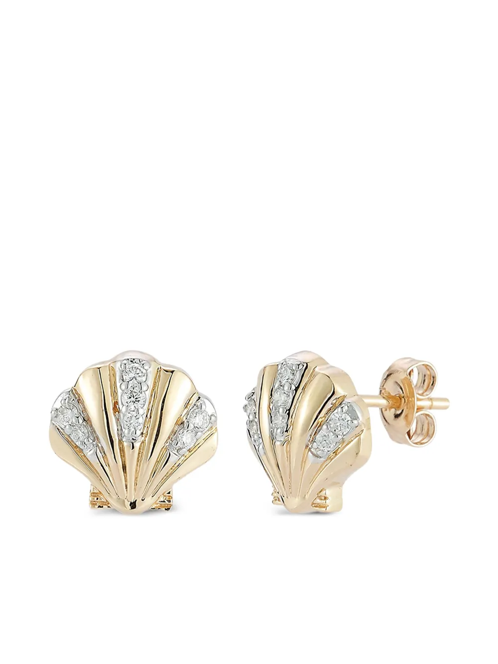 Mateo aretes en forma de concha de mar de 14kt con diamantes | Image 2
