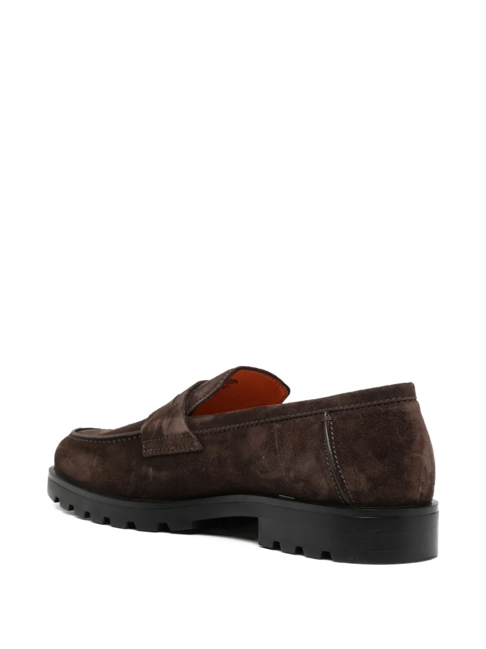 Santoni Mens Detroit Roccia Suede Loafers Dark Brown In Multi