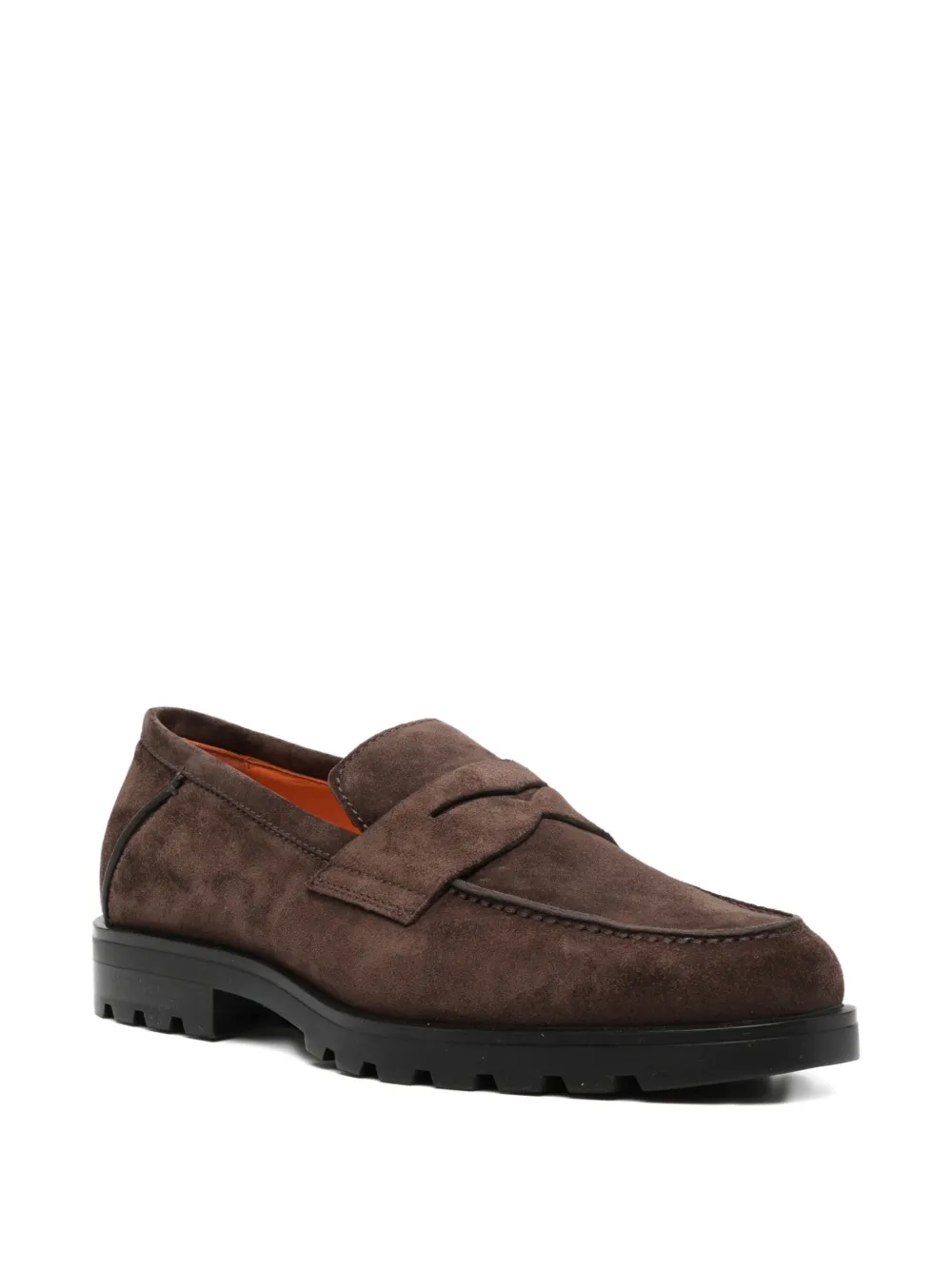 Santoni Mens Detroit Roccia Suede Loafers Dark Brown In Multi
