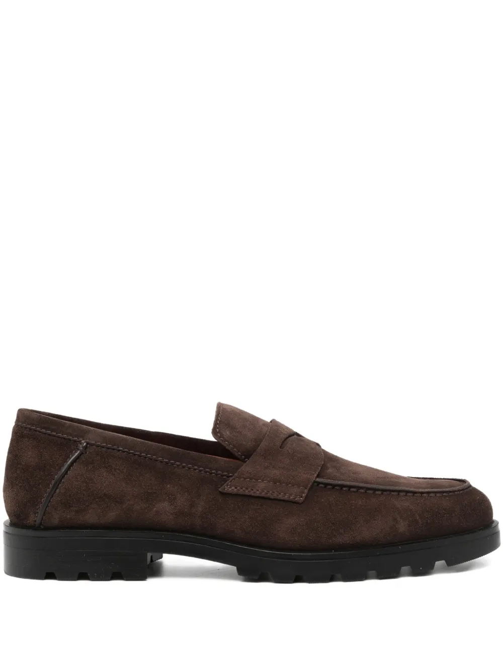 Santoni Mens Detroit Roccia Suede Loafers Dark Brown In Multi