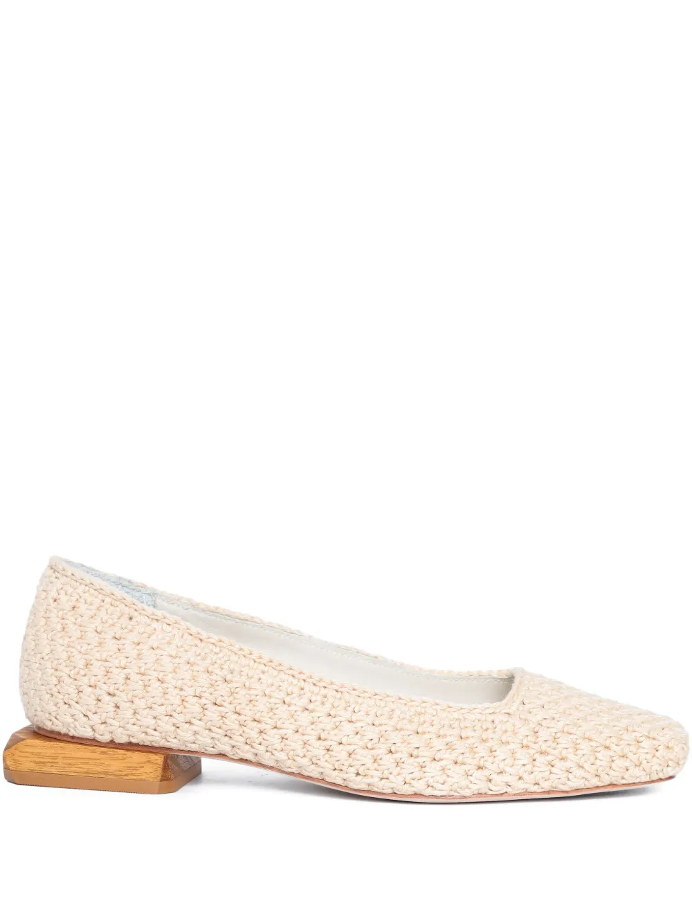 Sarah Chofakian crochet square-toe ballet flats | Neutrals | Image 1