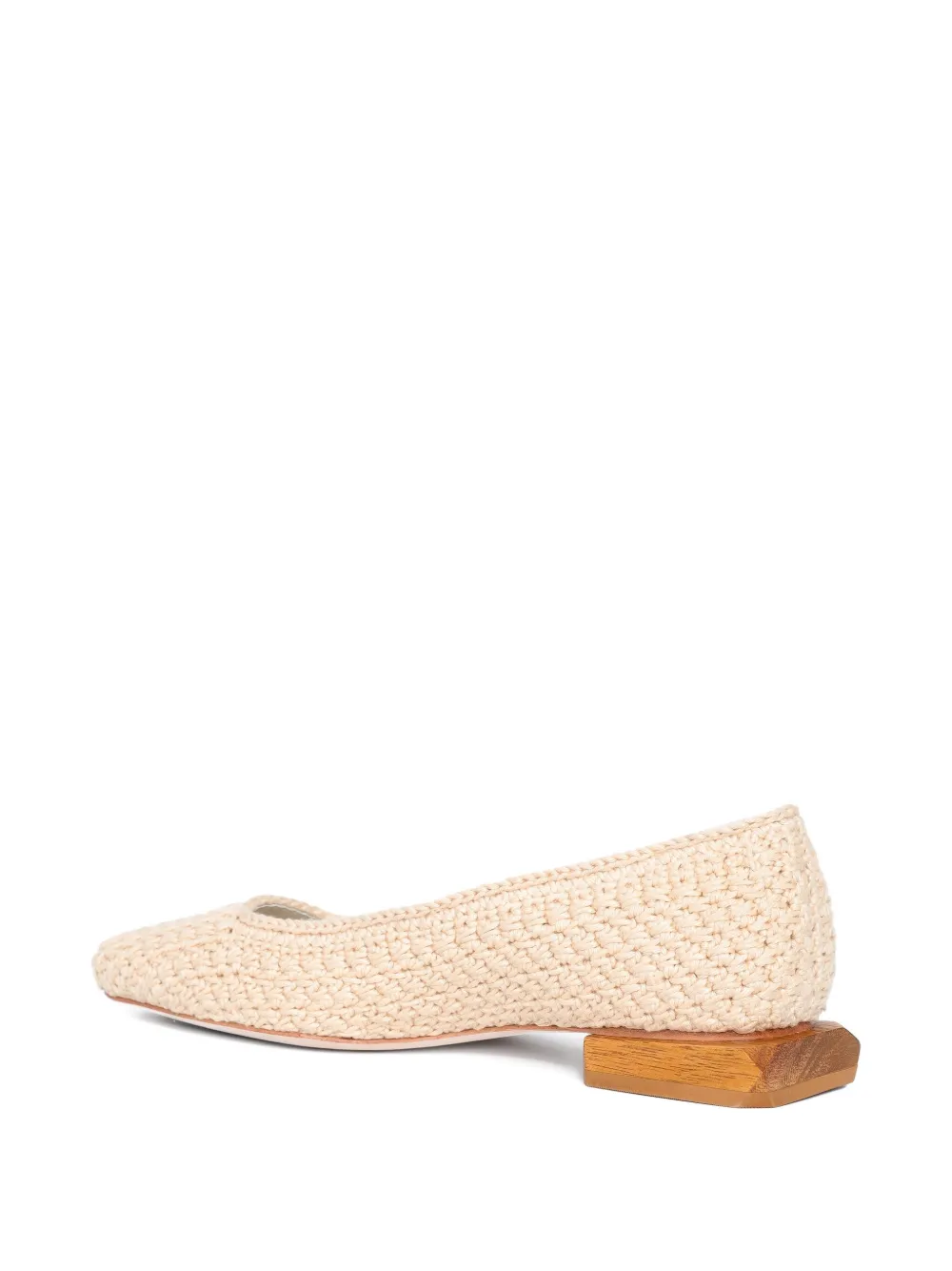 Sarah Chofakian Gehaakte balletschoenen met vierkante neus Beige