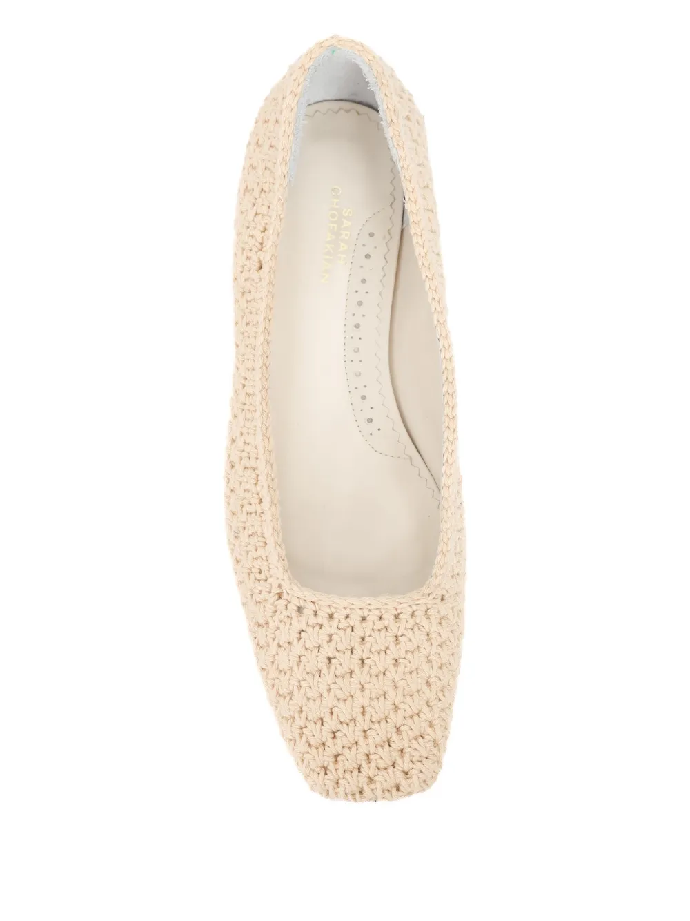 Sarah Chofakian Gehaakte balletschoenen met vierkante neus Beige