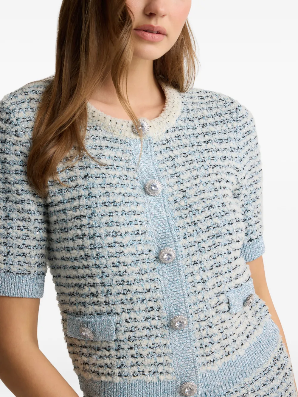 St John Sequin-embellished Button Top In Multi