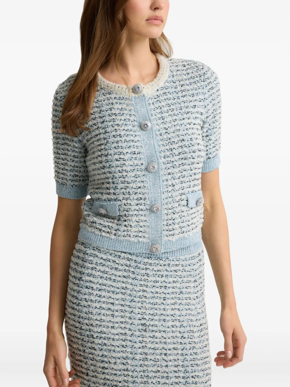 St John Sequin-embellished Button Top In Multi