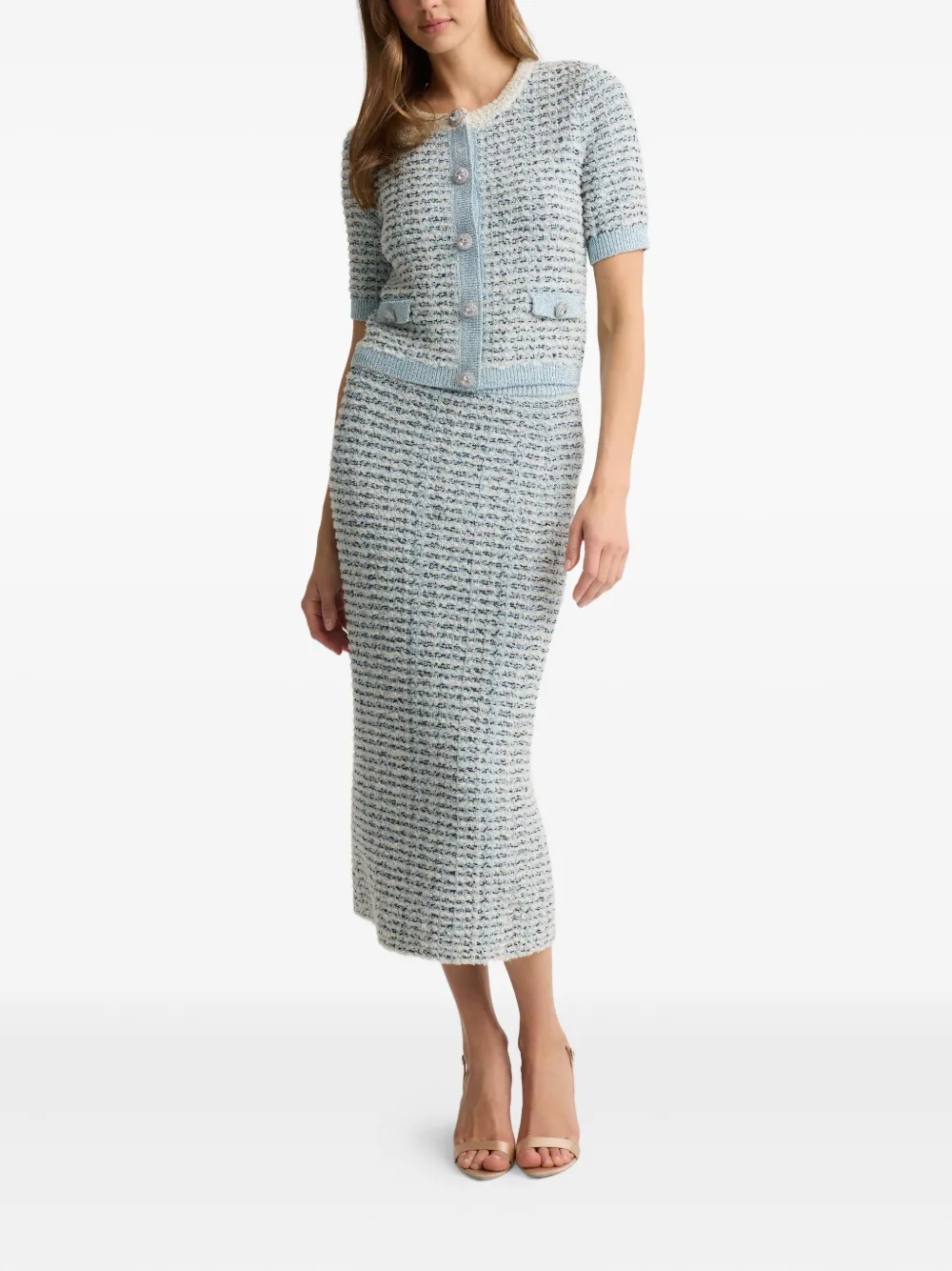 St John Sequin-embellished Button Top In Multi