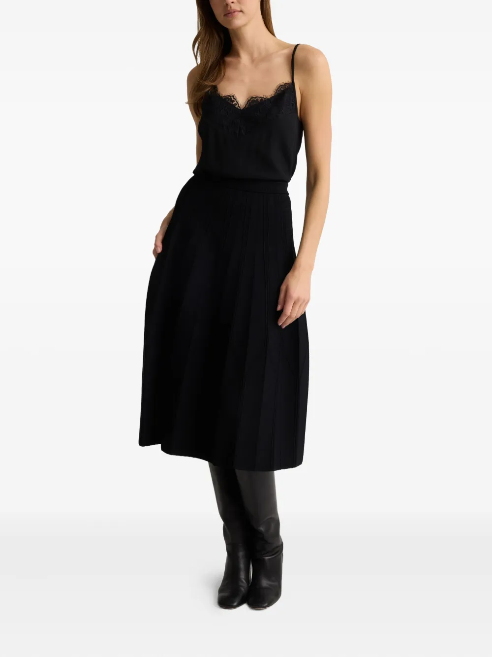 St John Pleated Midi Skirt In Black