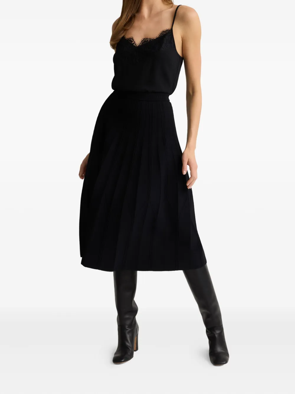 St John Pleated Midi Skirt In Black