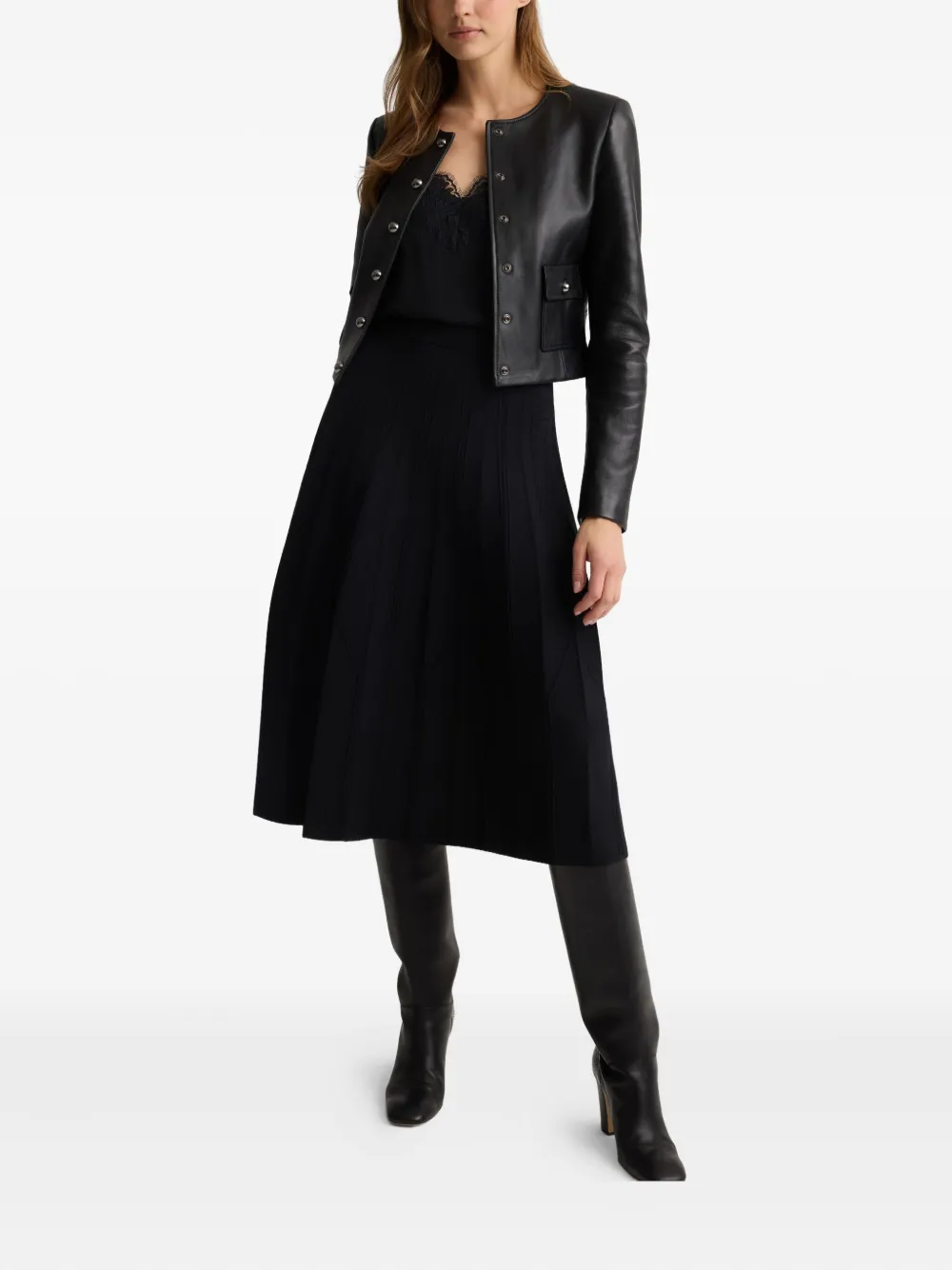 St John Button Leather Jacket In Black