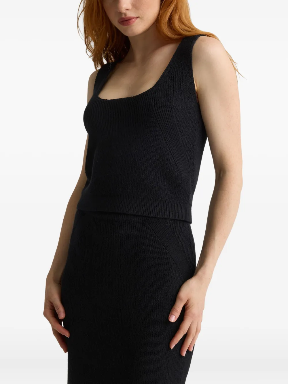 St John Ribbed Cotton Top In Black