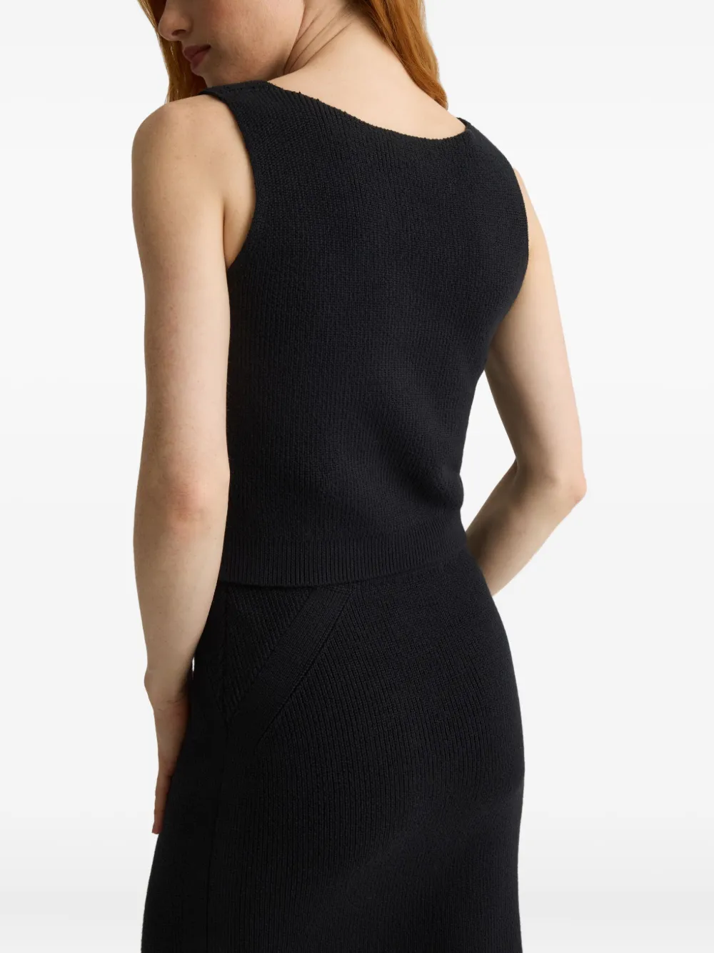 St John Ribbed Cotton Top In Black