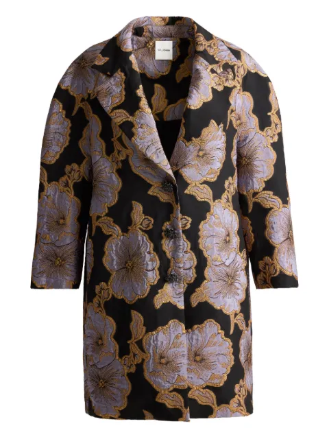 St. John floral-jacquard single-breasted coat