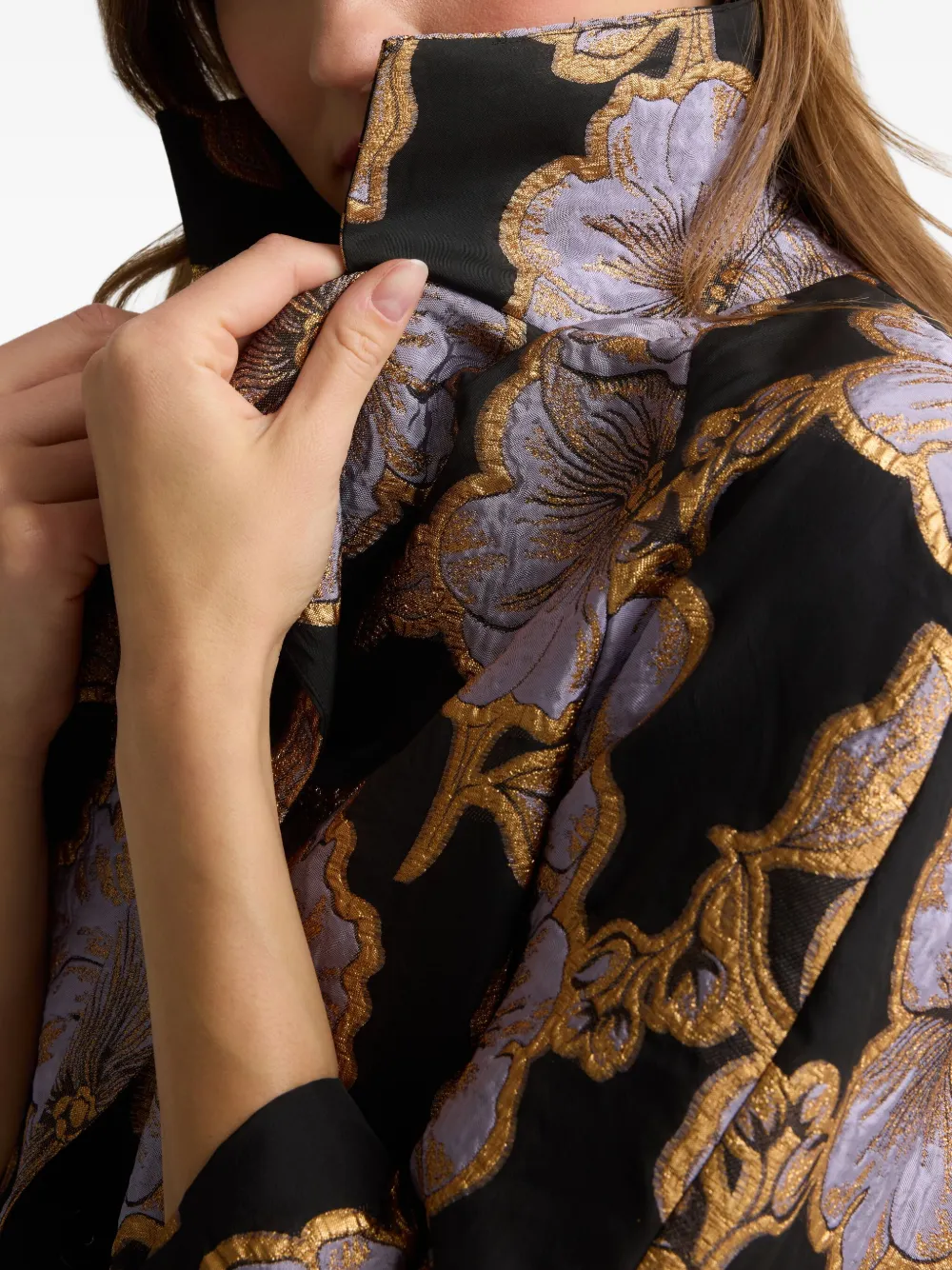 St John Floral-jacquard Single-breasted Coat In Multi