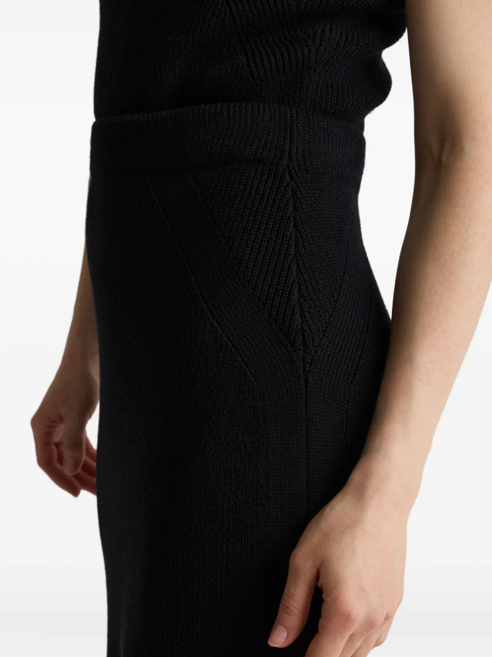 St. John Ribgebreide midi-rok Zwart