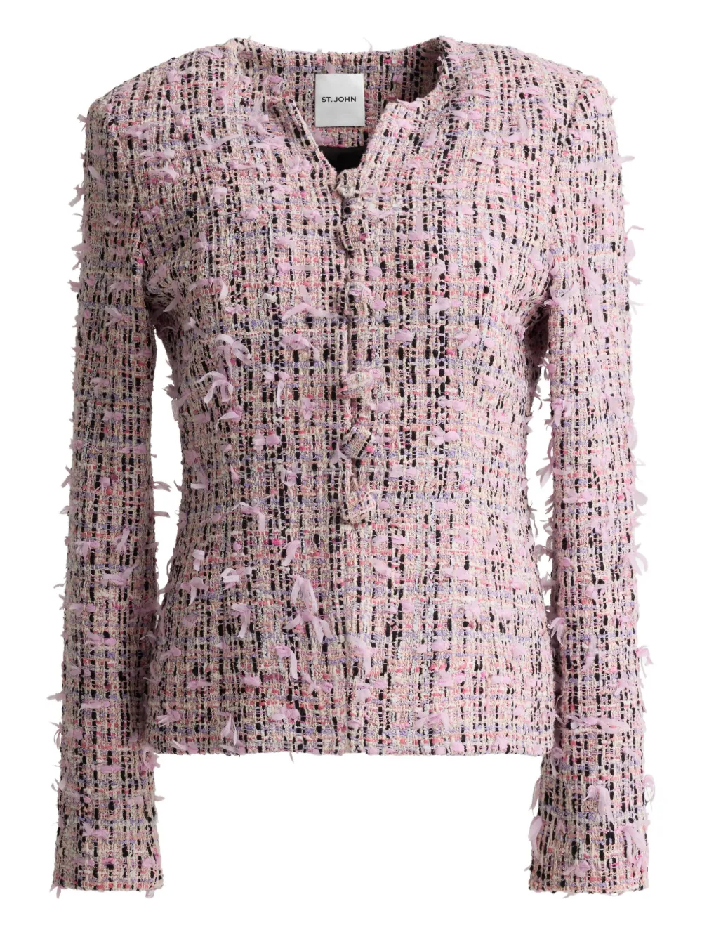 St. John Paper Eyelash button tweed jacket | Pink | Image 1