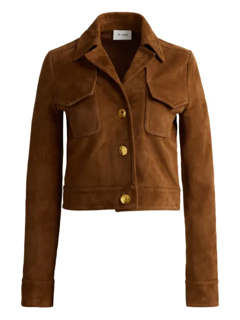 St. John Laurel gold button suede jacket