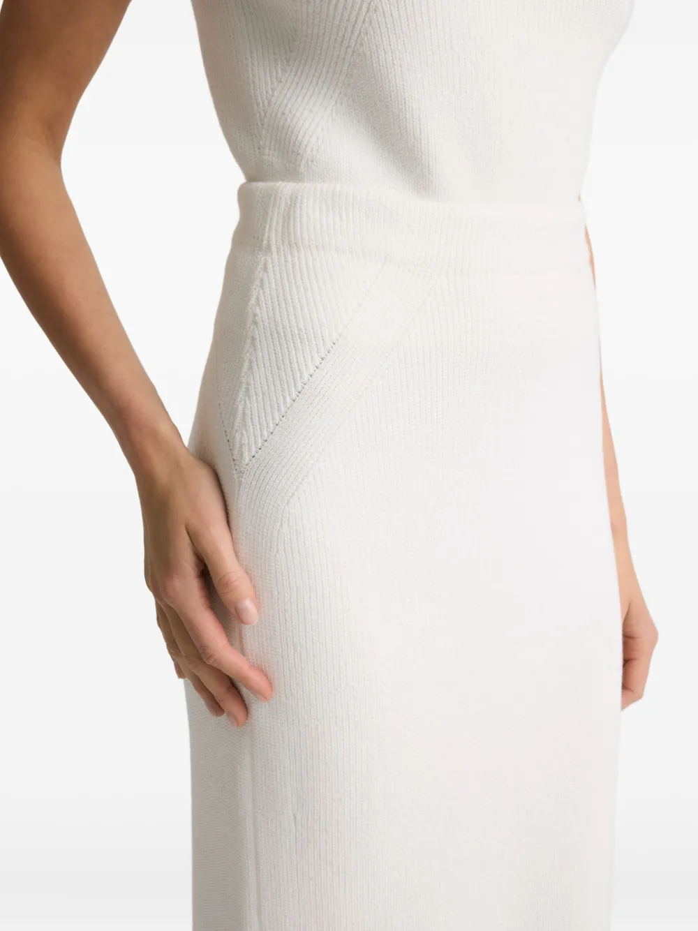 St John Rhea Ribbed-knit Midi Skirt In White