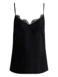 St. John lace-trimmed silk top - Black