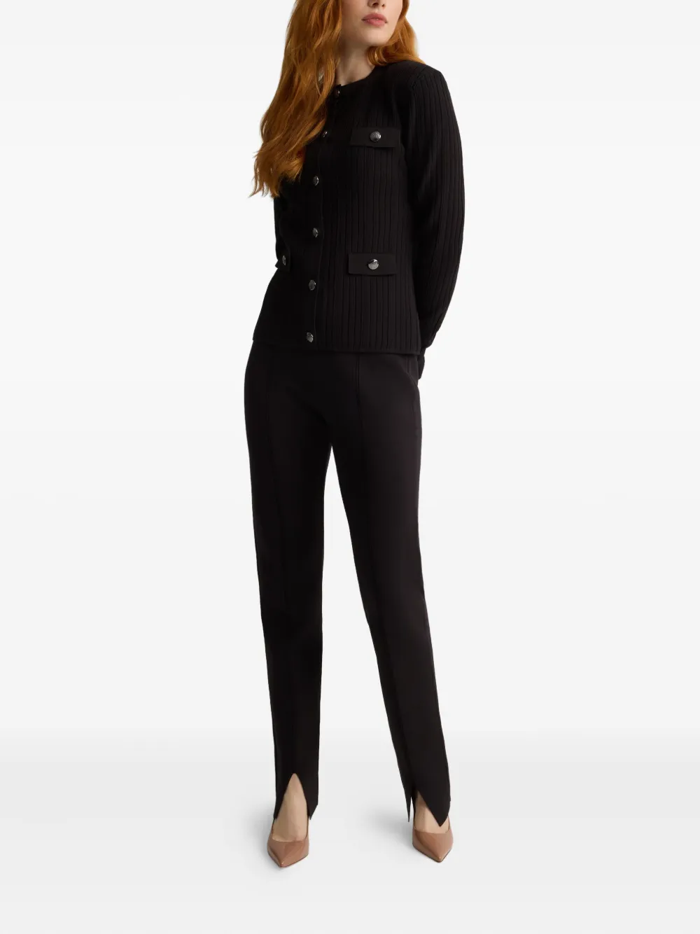 St John Ribbed Button-fastening Jacket In Black