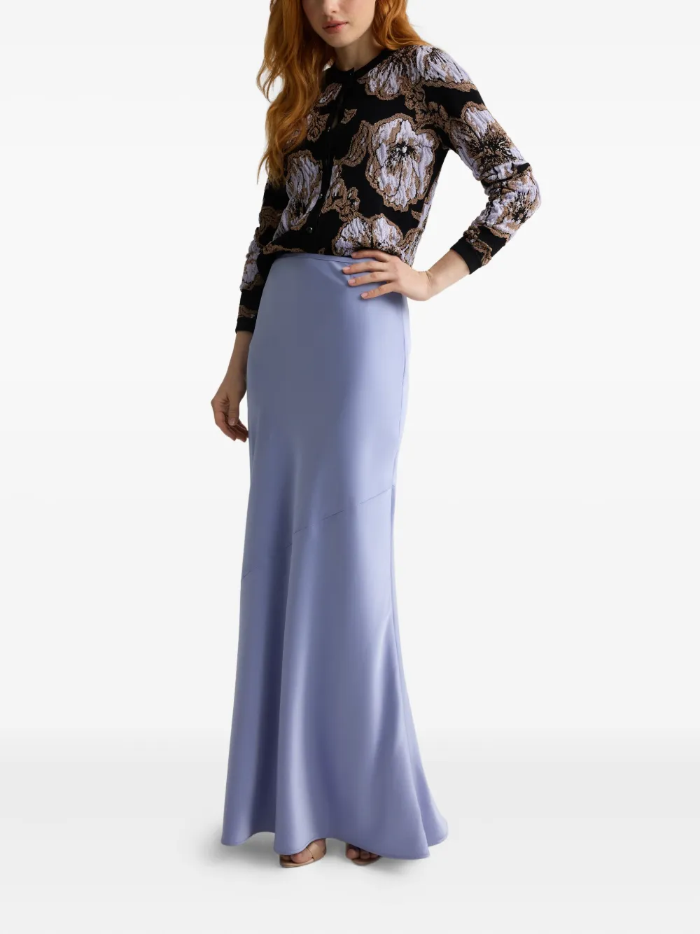 St John Bias-cut Maxi Skirt In Blue