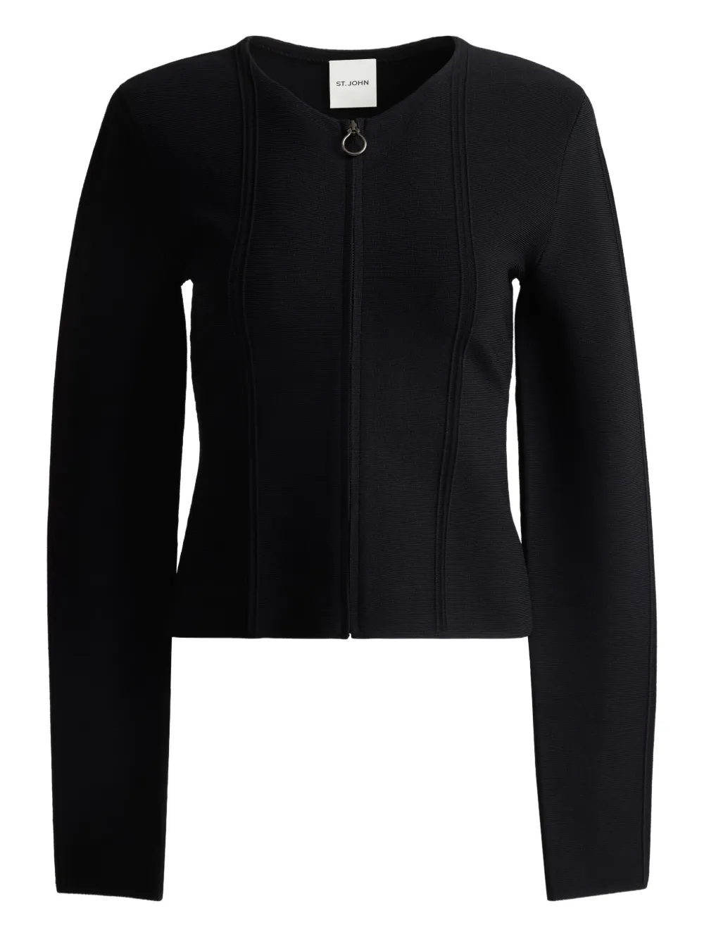 St. John ribbed-knit long-sleeve cardigan | Black | Image 1